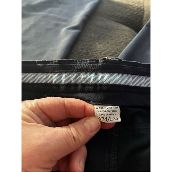 Footjoy FJ Mens Navy Blue Flat Front Five Pocket Style Chino Pants Size 34/32 - Picture 9 of 11